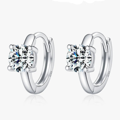 925 Sterling Silver D-Color Round Moissanite Sparkling Hoop Earrings for Women
