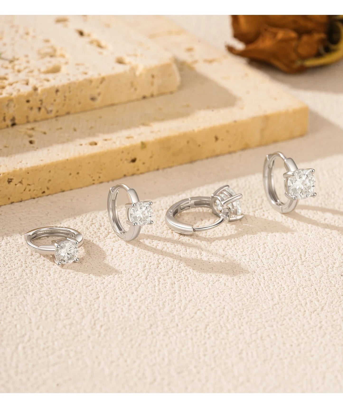 925 Sterling Silver D-Color Round Moissanite Sparkling Hoop Earrings for Women