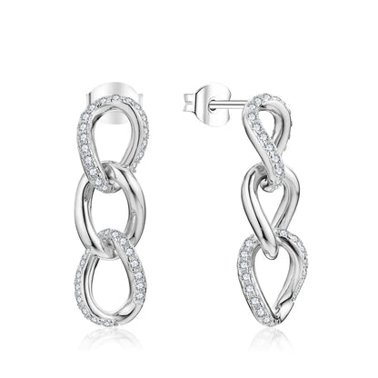 925 Sterling Silver D Drop Moissanite VVS1 Diamond Dangle Earrings - Luxury