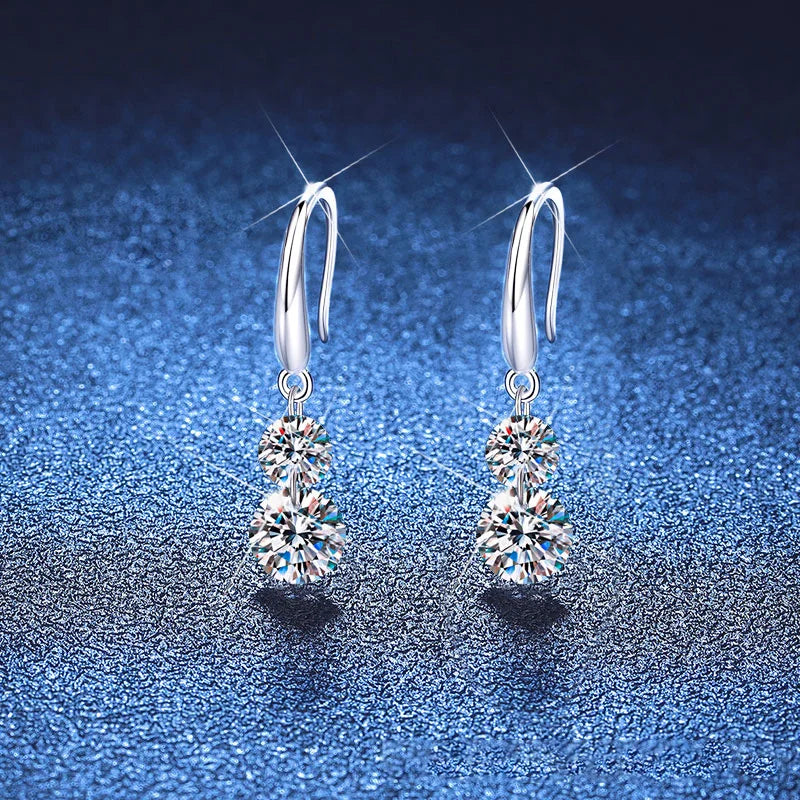 925 Sterling Silver 1.5ct Double Round Moissanite Stud Earrings For Women