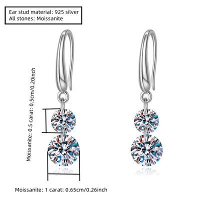 925 Sterling Silver 1.5ct Double Round Moissanite Stud Earrings For Women