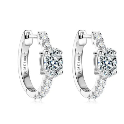 925 Sterling Silver Moissanite 1 Ct Oval Stud Earrings For Women GIA