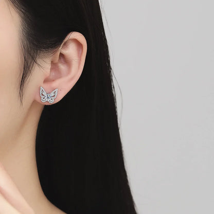 925 Sterling Silver Moissanite Butterfly Stud Earrings Romantic Gift For Women
