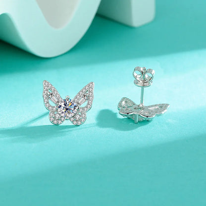 925 Sterling Silver Moissanite Butterfly Stud Earrings Romantic Gift For Women