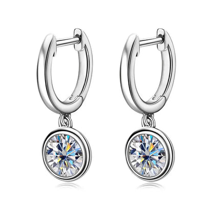 925 Sterling Silver Moissanite Drop Earrings 0.5-1 Ct Bubble Design Light Luxe