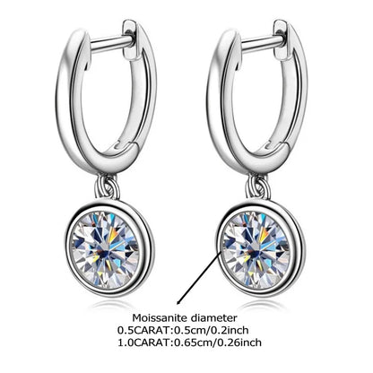 925 Sterling Silver Moissanite Drop Earrings 0.5-1 Ct Bubble Design Light Luxe