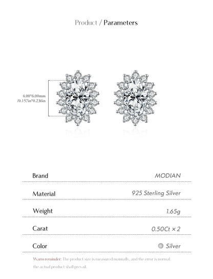 925 Sterling Silver Moissanite Halo Stud Earrings Bridal Wedding Engagement