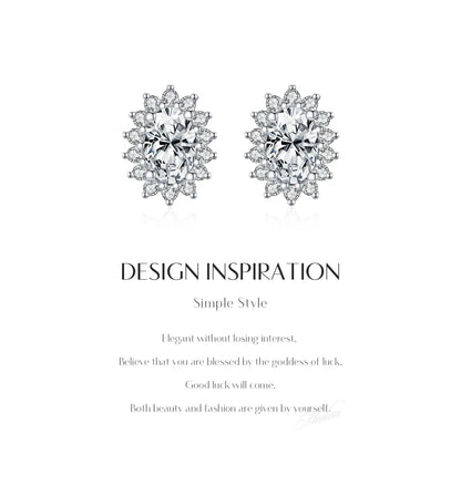 925 Sterling Silver Moissanite Halo Stud Earrings Bridal Wedding Engagement