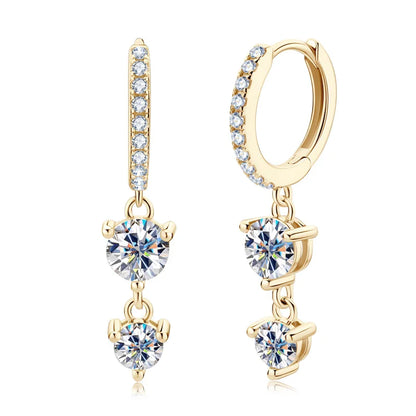 925 Sterling Silver Moissanite Hoop Dangle Earrings For Women Wedding Party