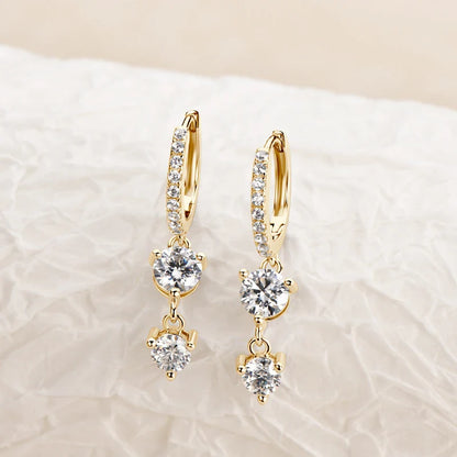 925 Sterling Silver Moissanite Hoop Dangle Earrings For Women Wedding Party
