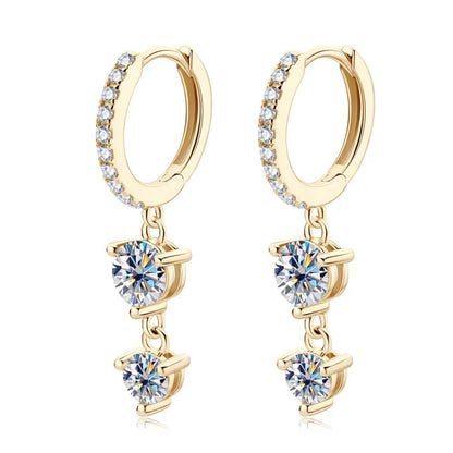 925 Sterling Silver Moissanite Hoop Dangle Earrings For Women Wedding Party