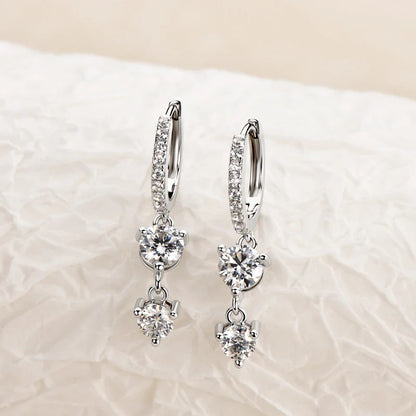 925 Sterling Silver Moissanite Hoop Dangle Earrings For Women Wedding Party
