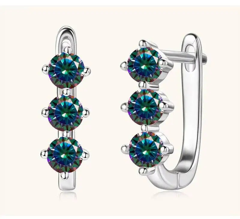 925 Sterling Silver Moissanite Hoop Earrings.1ct 6D For Women Valentine Gift