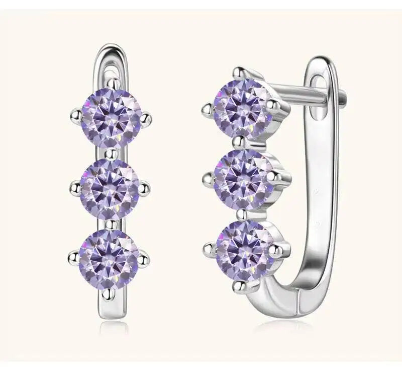 925 Sterling Silver Moissanite Hoop Earrings.1ct 6D For Women Valentine Gift