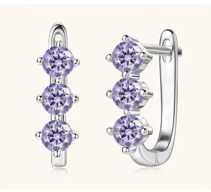 925 Sterling Silver Moissanite Hoop Earrings.1ct 6D For Women Valentine Gift