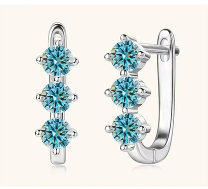 925 Sterling Silver Moissanite Hoop Earrings.1ct 6D For Women Valentine Gift
