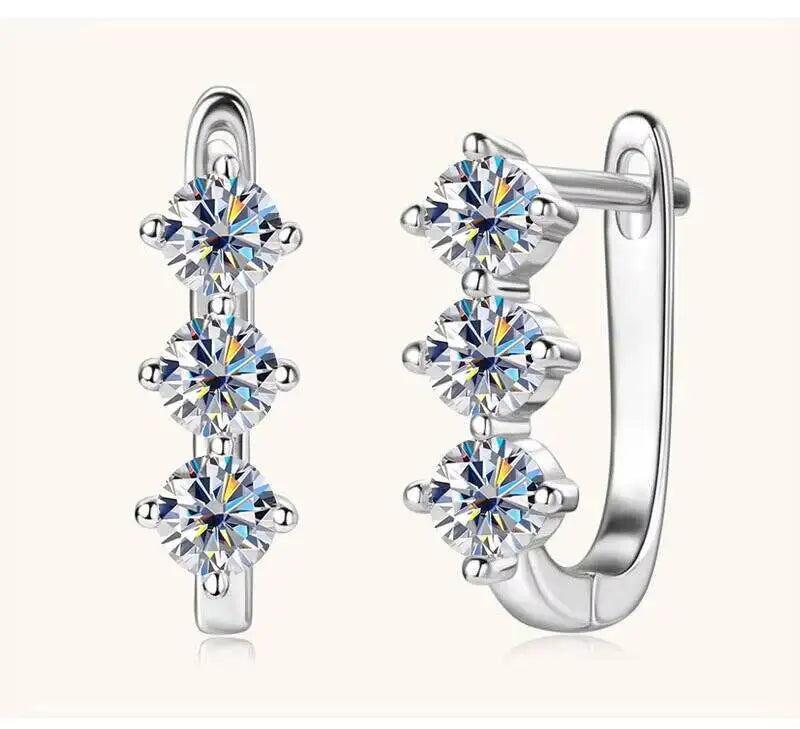 925 Sterling Silver Moissanite Hoop Earrings.1ct 6D For Women Valentine Gift