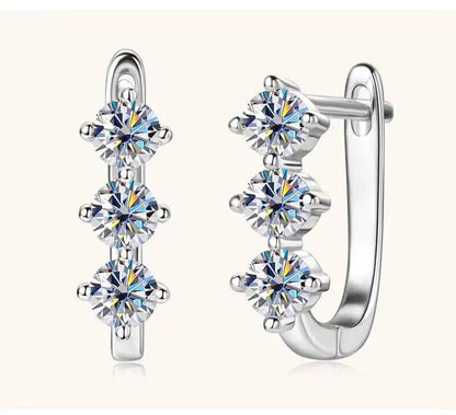 925 Sterling Silver Moissanite Hoop Earrings.1ct 6D For Women Valentine Gift
