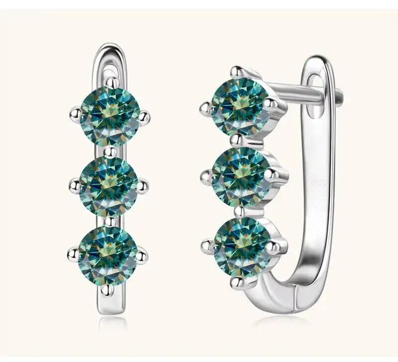 925 Sterling Silver Moissanite Hoop Earrings.1ct 6D For Women Valentine Gift