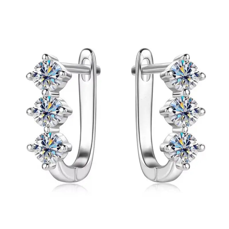 925 Sterling Silver Moissanite Hoop Earrings.1ct 6D For Women Valentine Gift