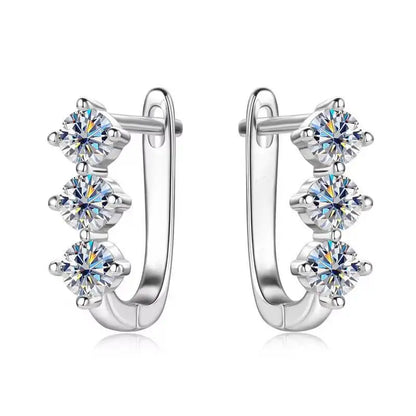 925 Sterling Silver Moissanite Hoop Earrings.1ct 6D For Women Valentine Gift