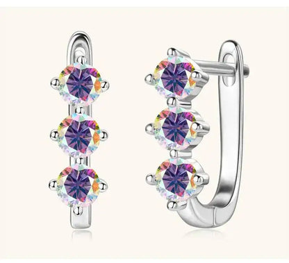 925 Sterling Silver Moissanite Hoop Earrings.1ct 6D For Women Valentine Gift