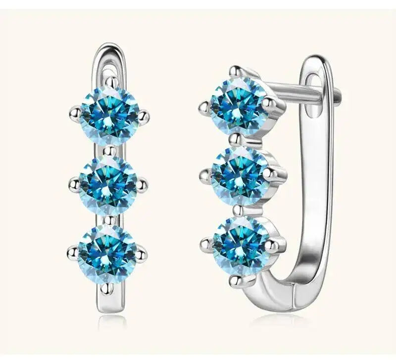 925 Sterling Silver Moissanite Hoop Earrings.1ct 6D For Women Valentine Gift