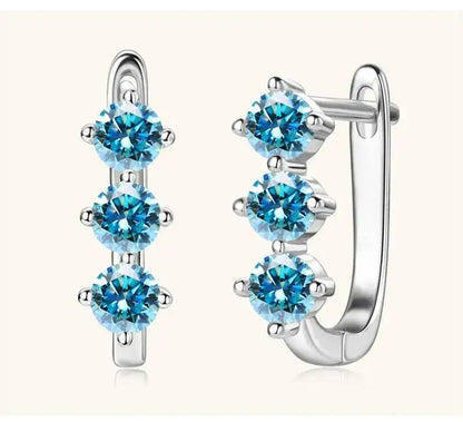 925 Sterling Silver Moissanite Hoop Earrings.1ct 6D For Women Valentine Gift