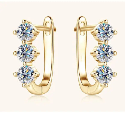 925 Sterling Silver Moissanite Hoop Earrings.1ct 6D For Women Valentine Gift