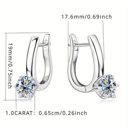 925 Sterling Silver Moissanite Hoop Earrings Retro Simple Light Luxury