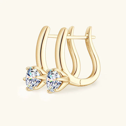 925 Sterling Silver Moissanite Hoop Earrings Retro Simple Light Luxury