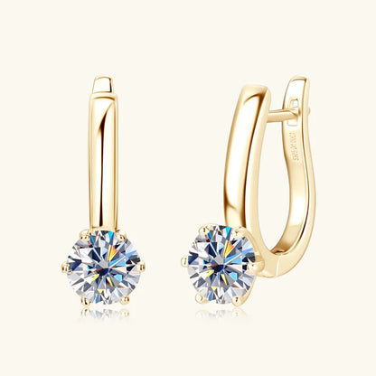 925 Sterling Silver Moissanite Hoop Earrings Retro Simple Light Luxury