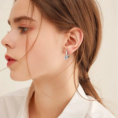 925 Sterling Silver Moissanite Hoop Earrings Retro Simple Light Luxury