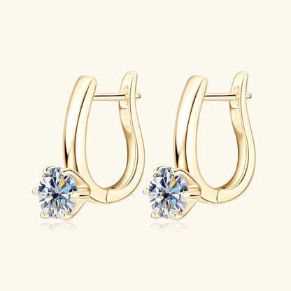 925 Sterling Silver Moissanite Hoop Earrings Retro Simple Light Luxury