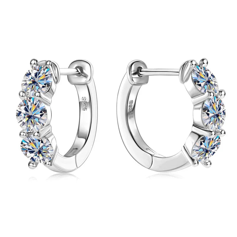 925 Sterling Silver Moissanite Hoop Earrings - Sparkling Gift for Women