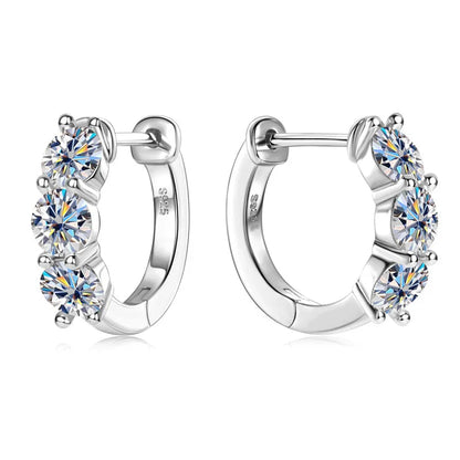 925 Sterling Silver Moissanite Hoop Earrings - Sparkling Gift for Women