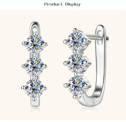 925 Sterling Silver Moissanite Hoop Earrings.1ct 6D For Women Valentine Gift