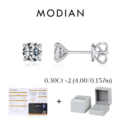 925 Sterling Silver Moissanite Round Stud Earrings D Color Sparkling