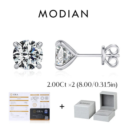 925 Sterling Silver Moissanite Round Stud Earrings D Color Sparkling