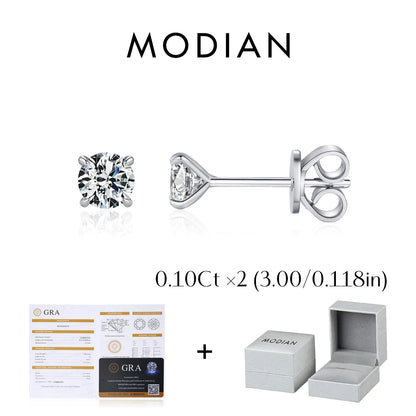 925 Sterling Silver Moissanite Round Stud Earrings D Color Sparkling