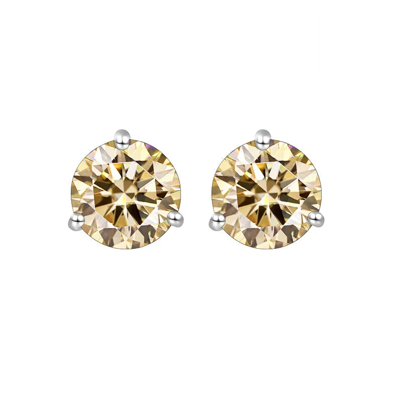 925 Sterling Silver Moissanite Stud Earrings 0.5CT 1CT Women Classic