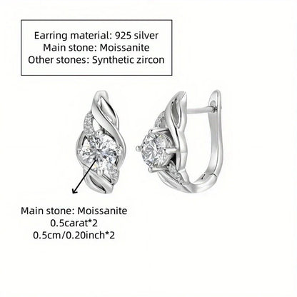 925 Sterling Silver 0.5ct Moissanite Stud Earrings For Couples Women Men