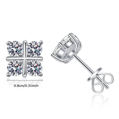 925 Sterling Silver 0.8Ct x2 Moissanite Stud Earrings 1.6Ct Total Classic Luxury