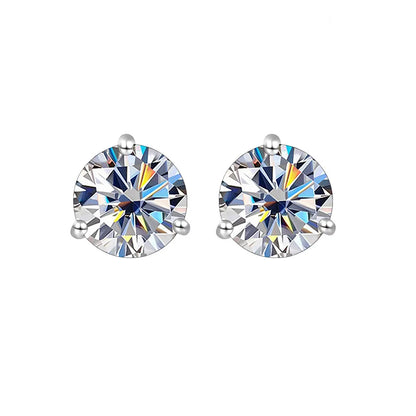 925 Sterling Silver Moissanite Stud Earrings 0.5CT 1CT Women Classic