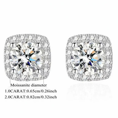 925 Sterling Silver Moissanite Stud Earrings 1-2 Carat Couples Men Women Gift