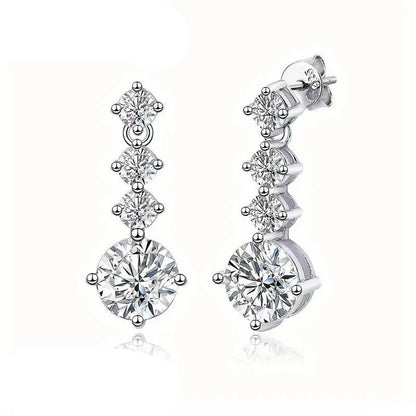 925 Sterling Silver Moissanite Stud Earrings 2.6ct Classic Simple Luxury