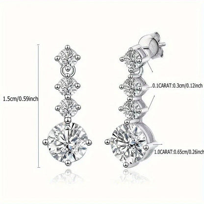 925 Sterling Silver Moissanite Stud Earrings 2.6ct Classic Simple Luxury