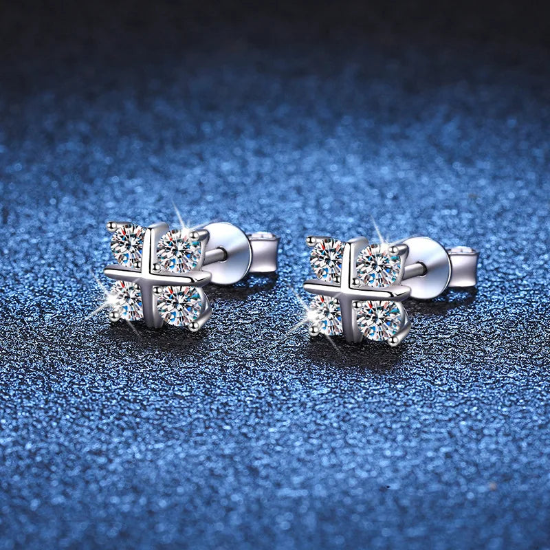 925 Sterling Silver 0.8Ct x2 Moissanite Stud Earrings 1.6Ct Total Classic Luxury