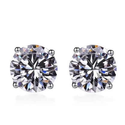 925 Sterling Silver Moissanite Stud Earrings - Round 1ctw Engagement Gift