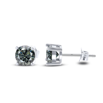 925 Sterling Silver Moissanite Stud Earrings - Round 1ctw Engagement Gift